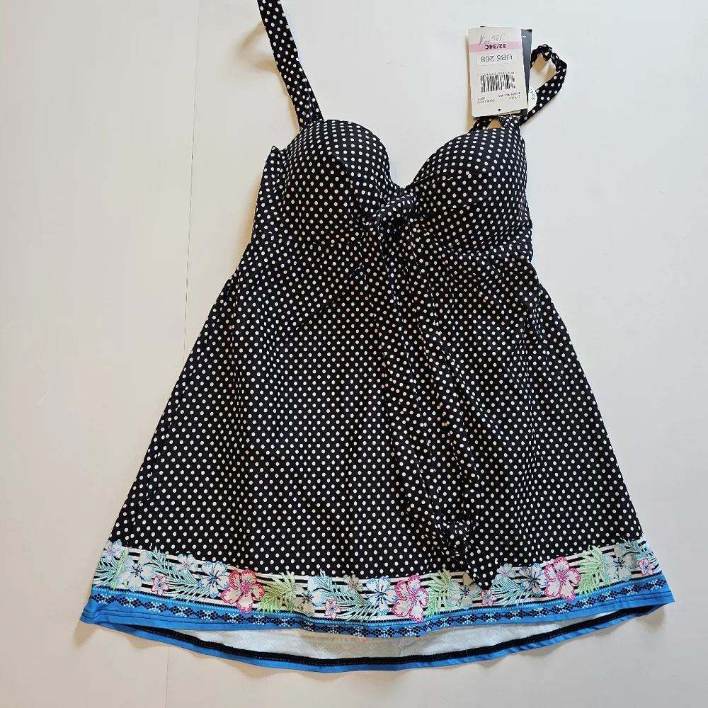 NWT Coco Reef 5 Way Bra Sized Underwire Swim Dress Polka Dot 32/34C - Picture 7 of 16